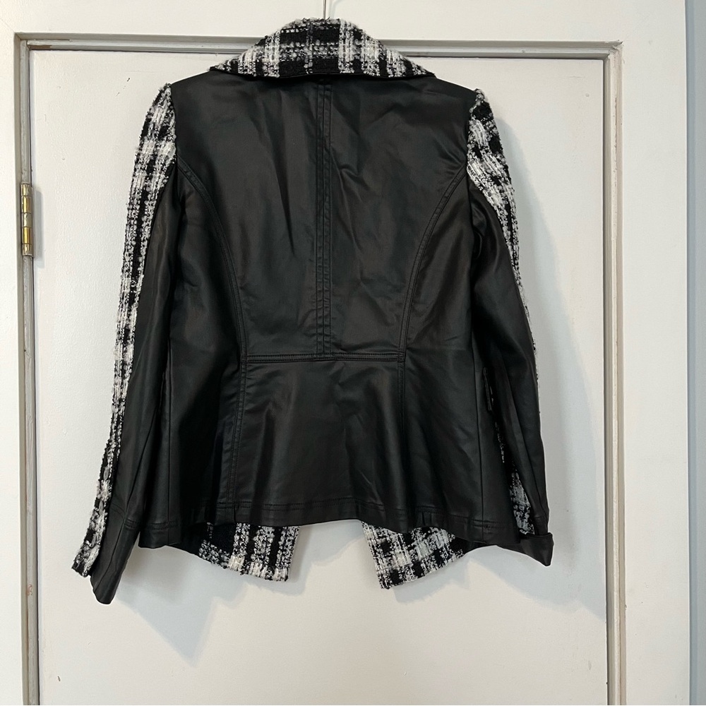 White House Black Market Tweed Pieced Coated Moto Jacket blazer 8 - Picture 9 of 11
